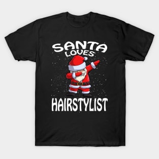 Santa Loves Hairstylist Christmas T-Shirt